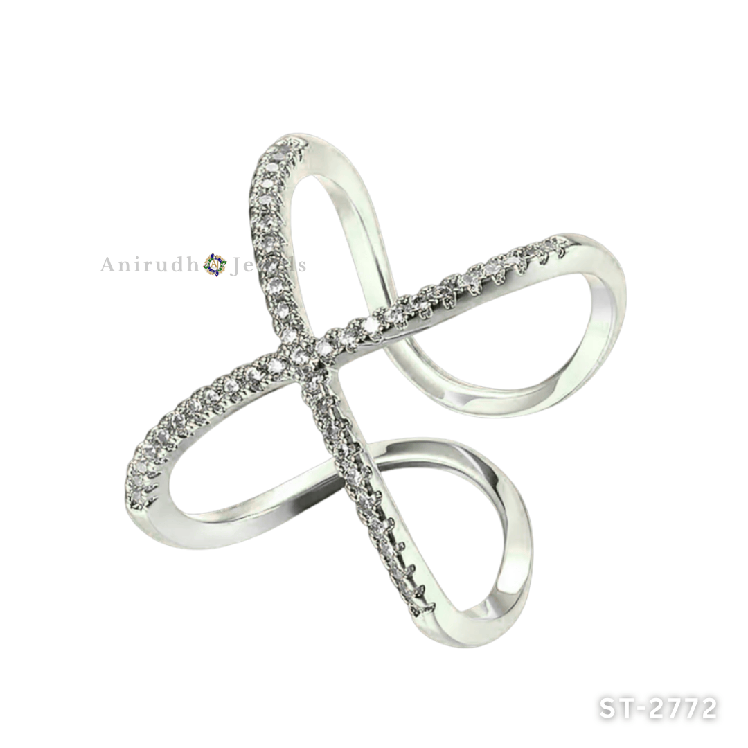 Diamond Loop Crossover Ring by Anirudh Jewels