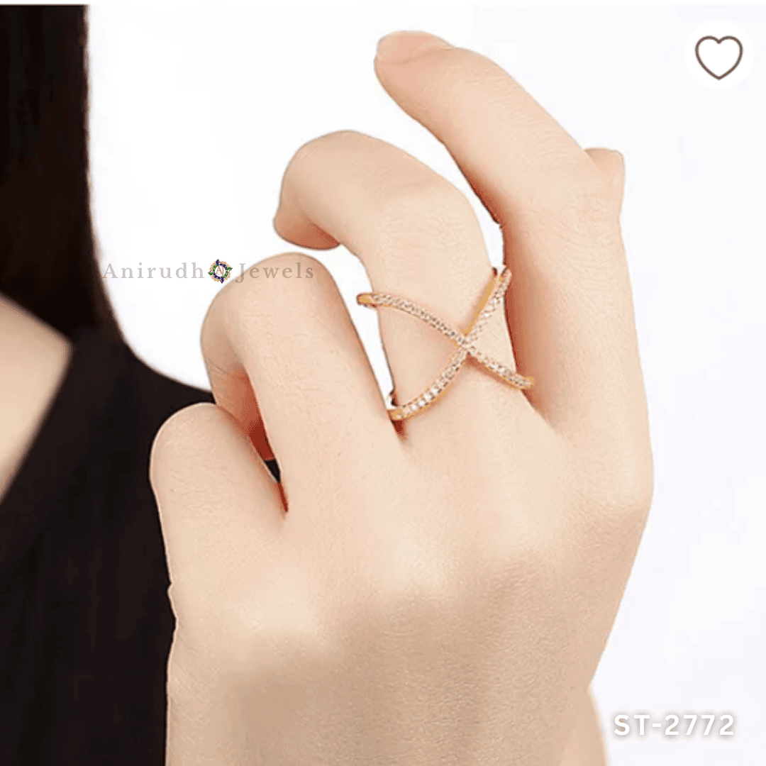 Diamond Loop Crossover Ring by Anirudh Jewels