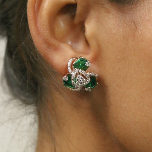 Diamond & Emerald Verdant Swirl Earrings