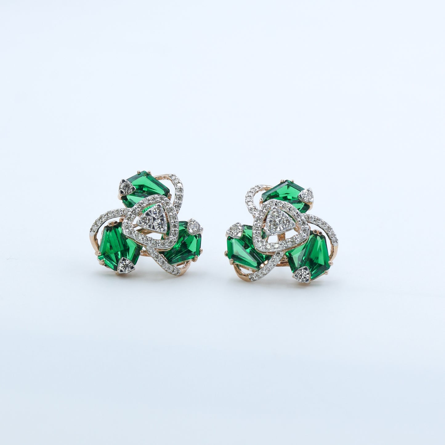 Diamond & Emerald Verdant Swirl Earrings