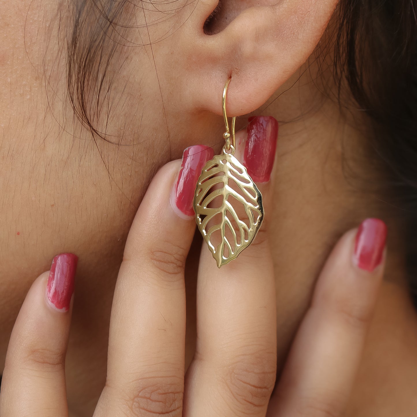 14K Gold Filigree Plume Drop Earrings