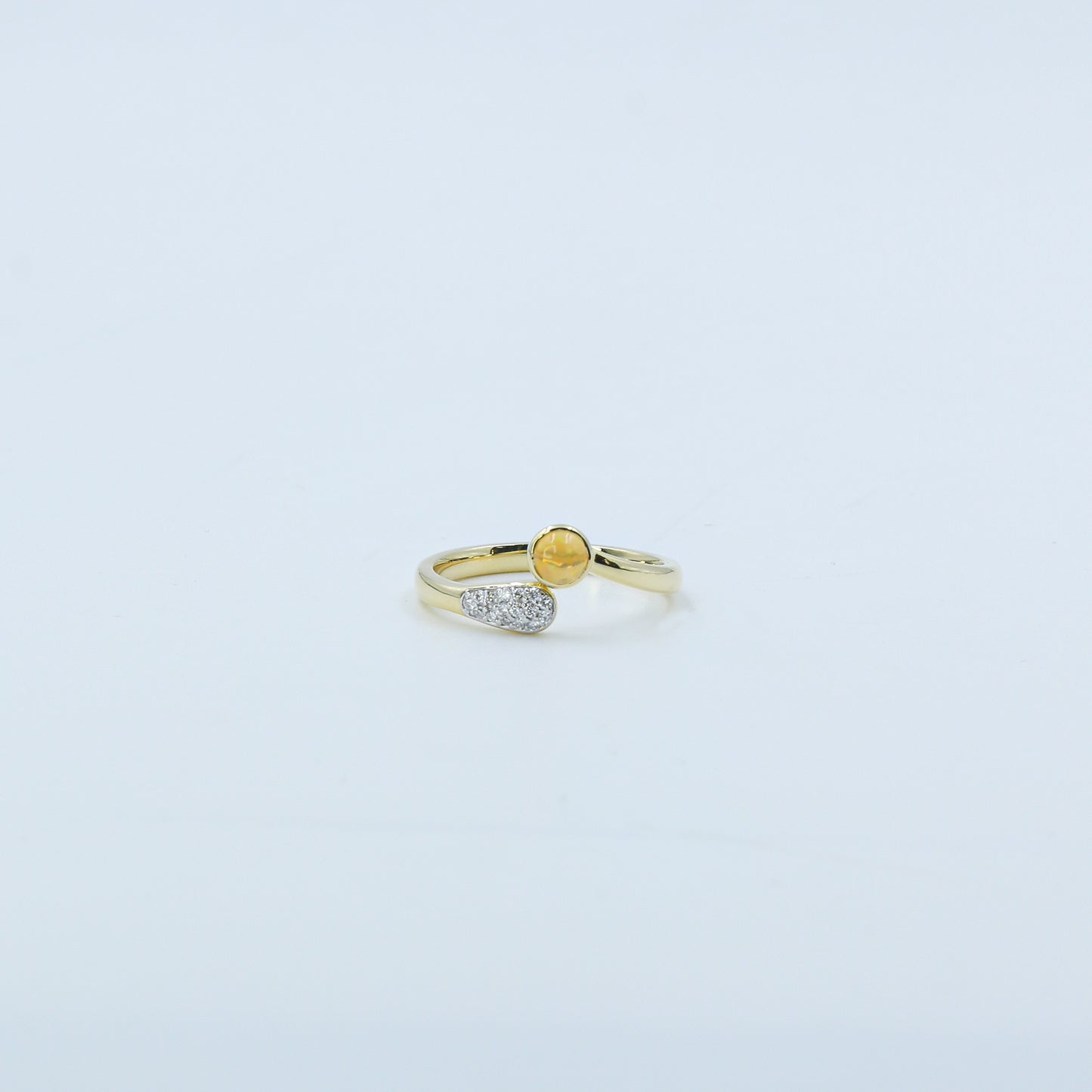 Yellow Gold Opal and Diamond Bypass Ring