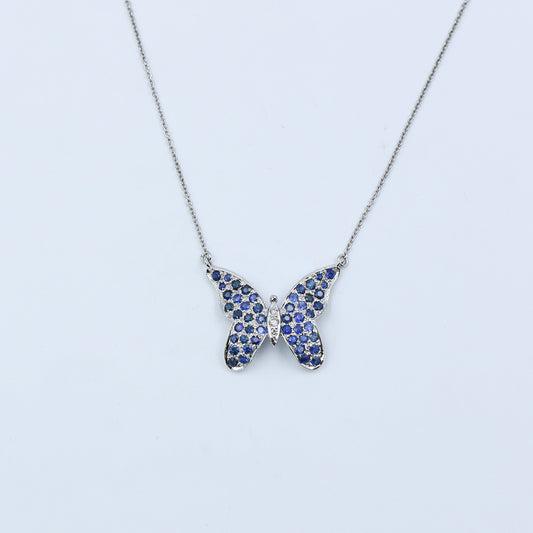 Gold Ruby and Diamond Butterfly Pendant Necklace - Anirudh Jewels
