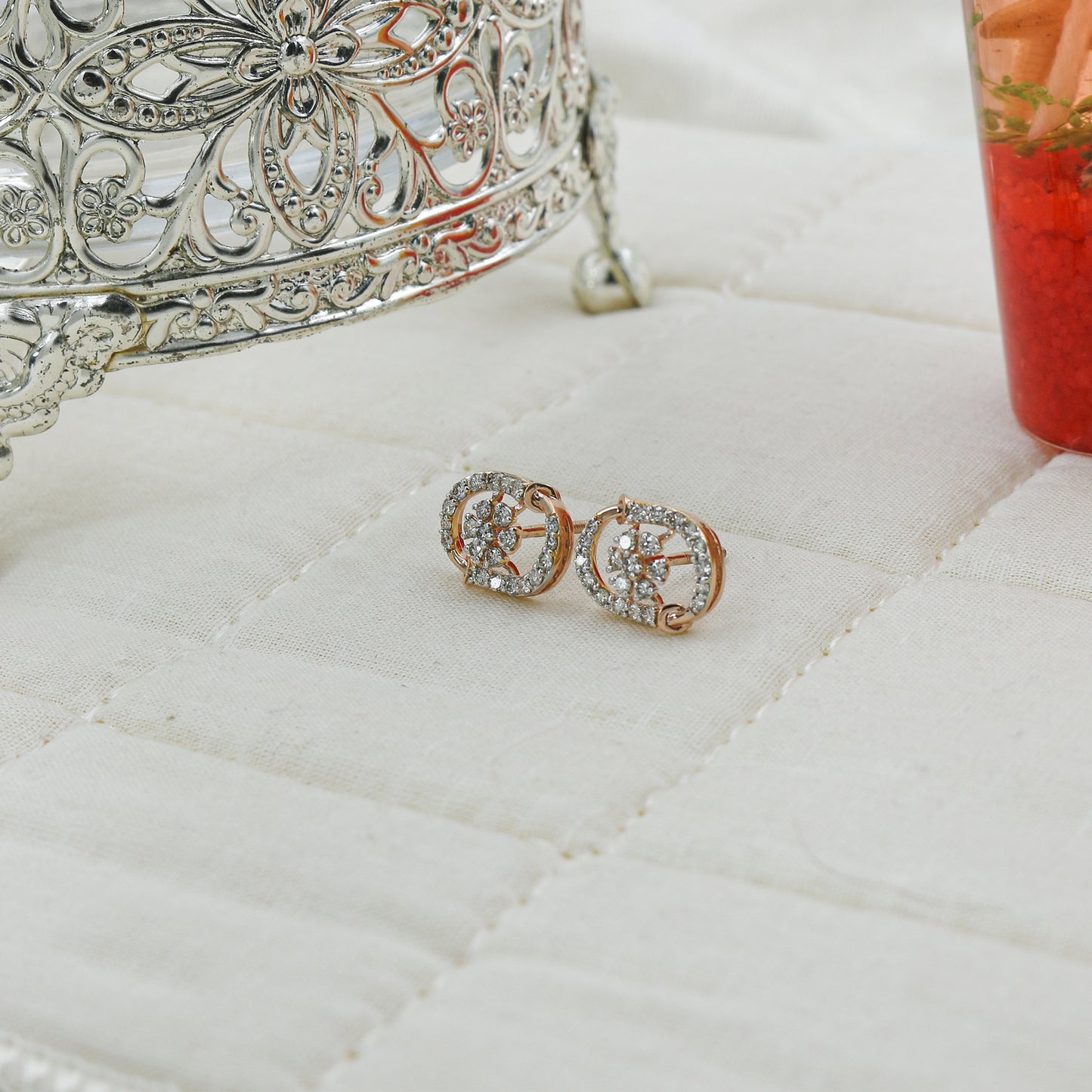 Diamond Orbital Halo Stud Earrings