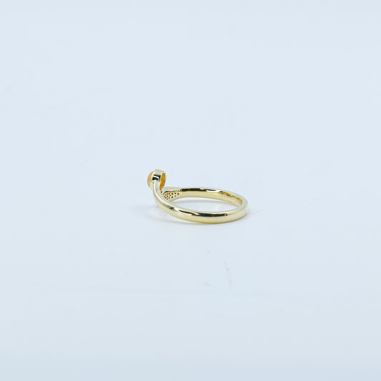 Yellow Gold Opal and Diamond Bypass Ring