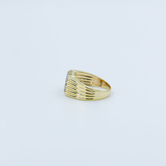 Yellow Gold Multi-Row Diamond Band Ring
