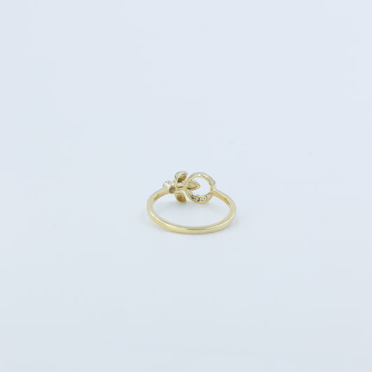 Yellow Gold Heart and Star Diamond Open Bypass Ring