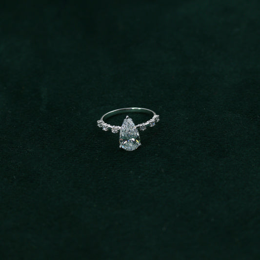 White Gold Marquise Solitaire CVD Diamond Ring