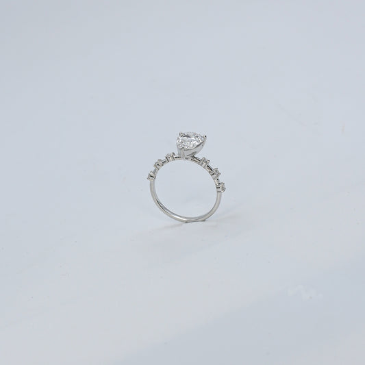 White Gold Marquise Solitaire CVD Diamond Ring