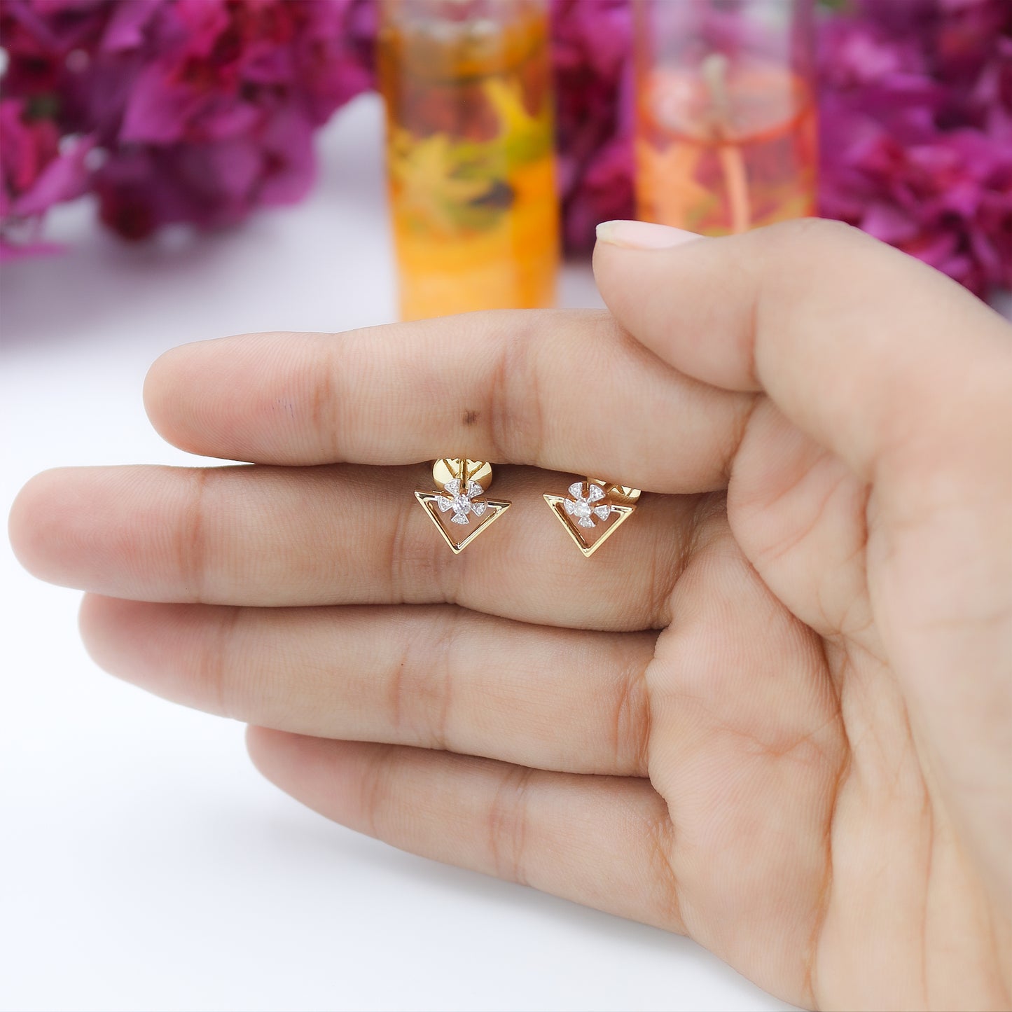 Yellow Gold Abstract Dangle Diamond Earrings