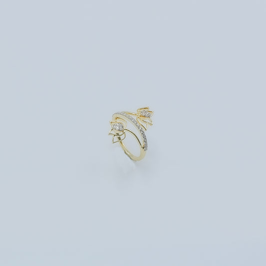 Yellow Gold Multi-Hoop Pave Diamond Ring