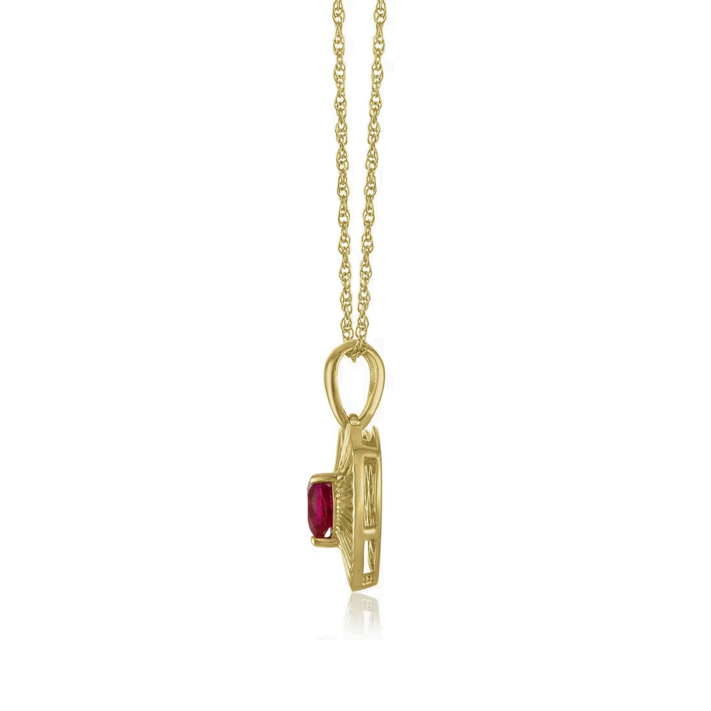 Yellow Gold Ruby Heart Pendant Necklace