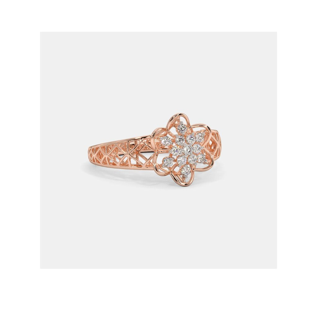 Floral Diamond Lattice Ring in 14K Rose Gold by Anirudh Jewels