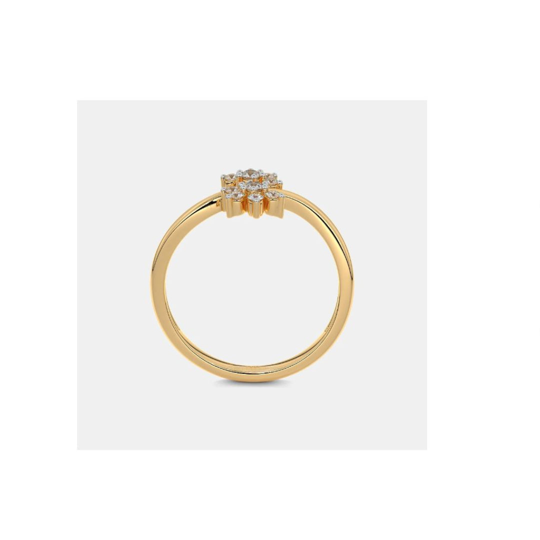 Floral Diamond Open Gold Adjustable Ring by Anirudh Jewel