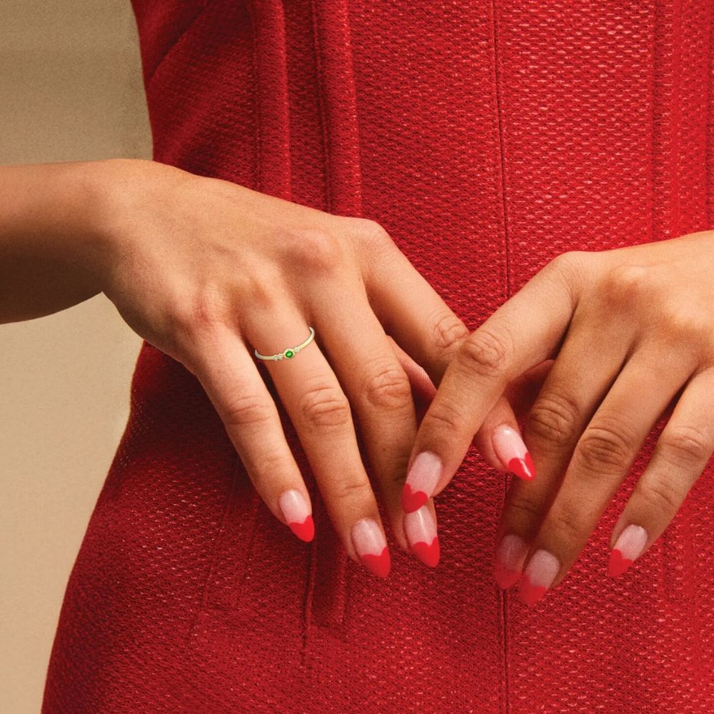 Minimalist Emerald & Diamond Gold Band Ring