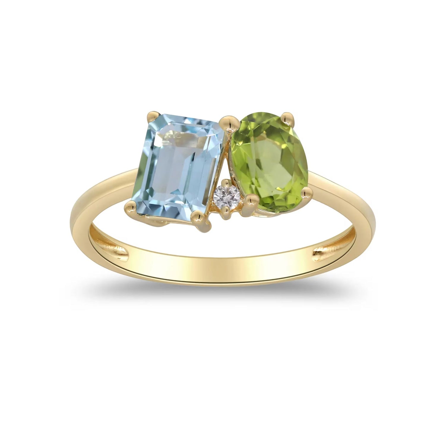 Peridot & Blue Topaz Gold Twin Gemstone Ring