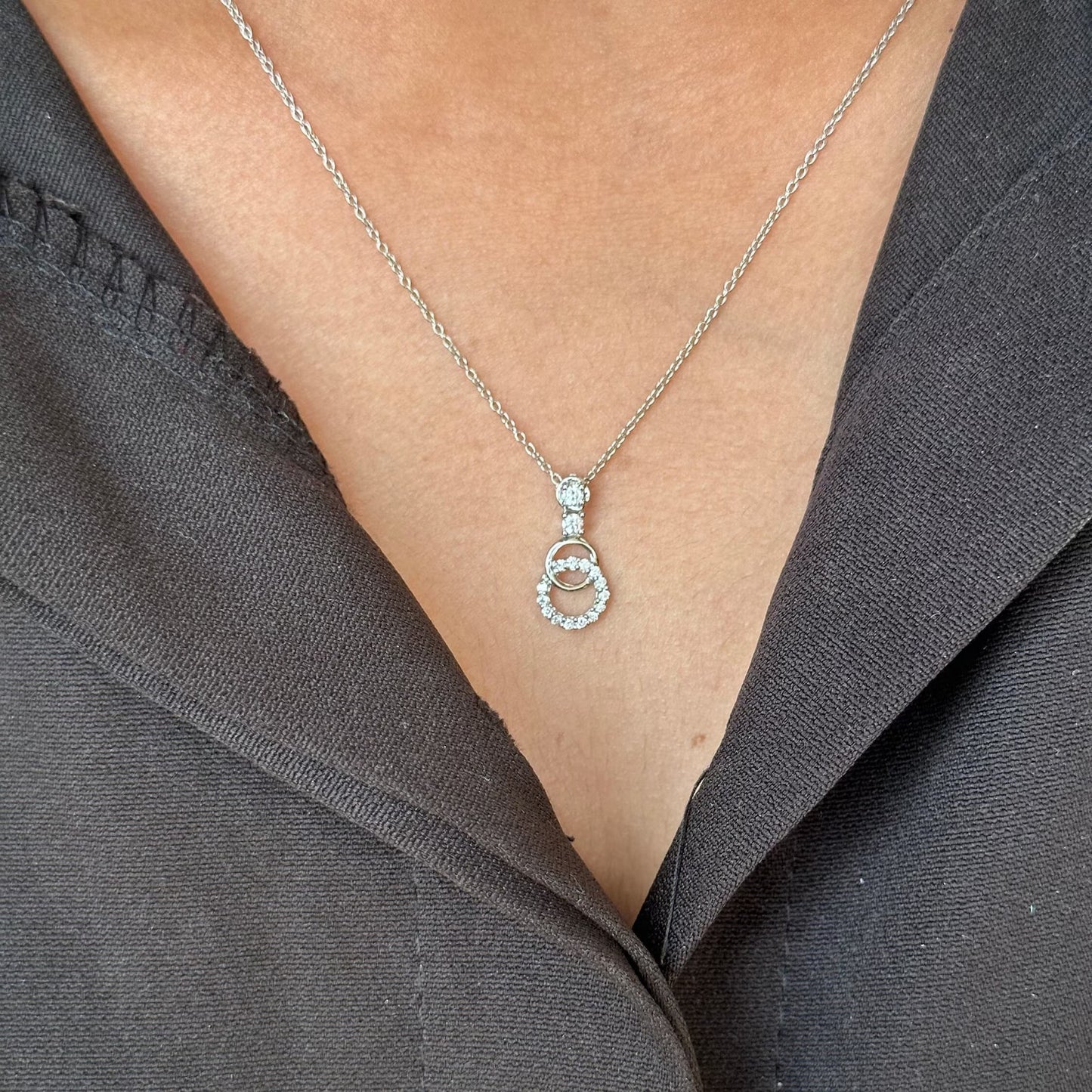 Gold Double Circle Link Diamond Necklace By Anirudh Jewels