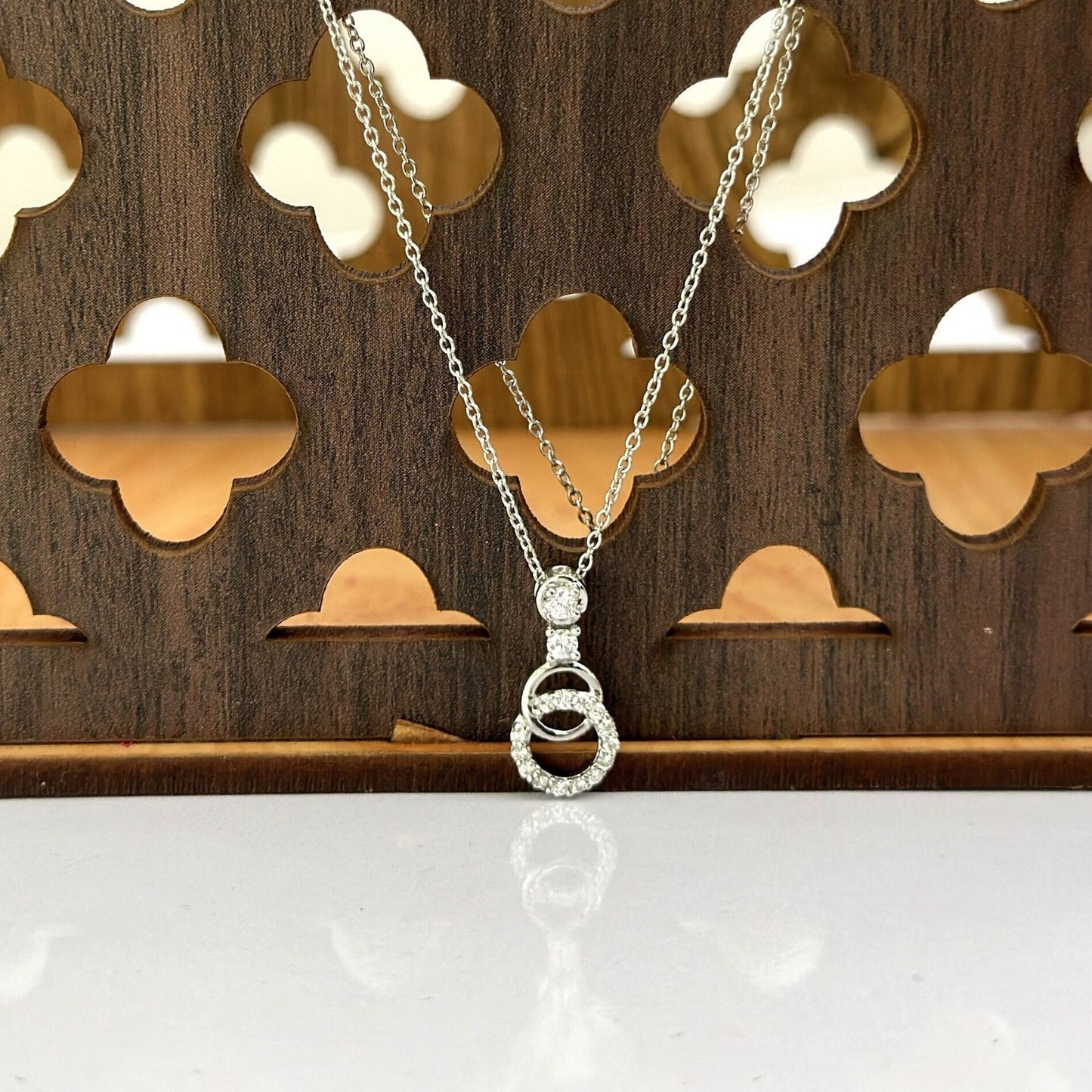 Gold Double Circle Link Diamond Necklace By Anirudh Jewels