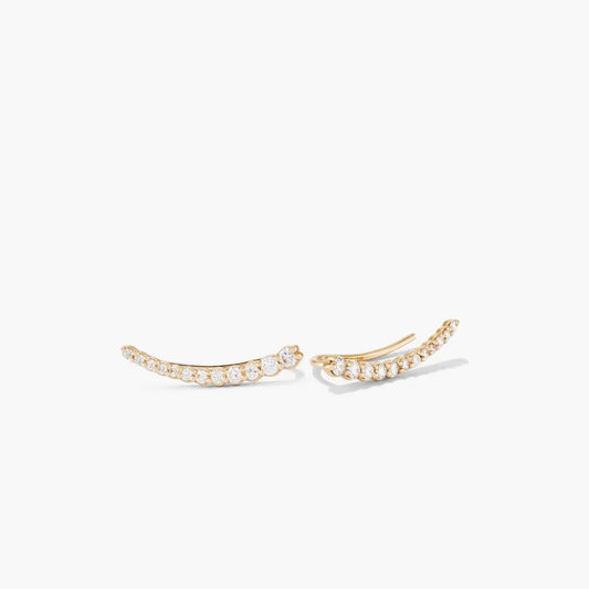 Diamond Curved Bar Earrings for Women – Minimalist Gold Ear Climber Earrings - Anirudh Jewels