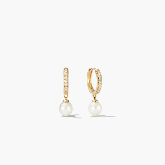 Diamond Pearl Drop Hoop Earrings for Women – Elegant Luxury Gold Earrings - Anirudh Jewels