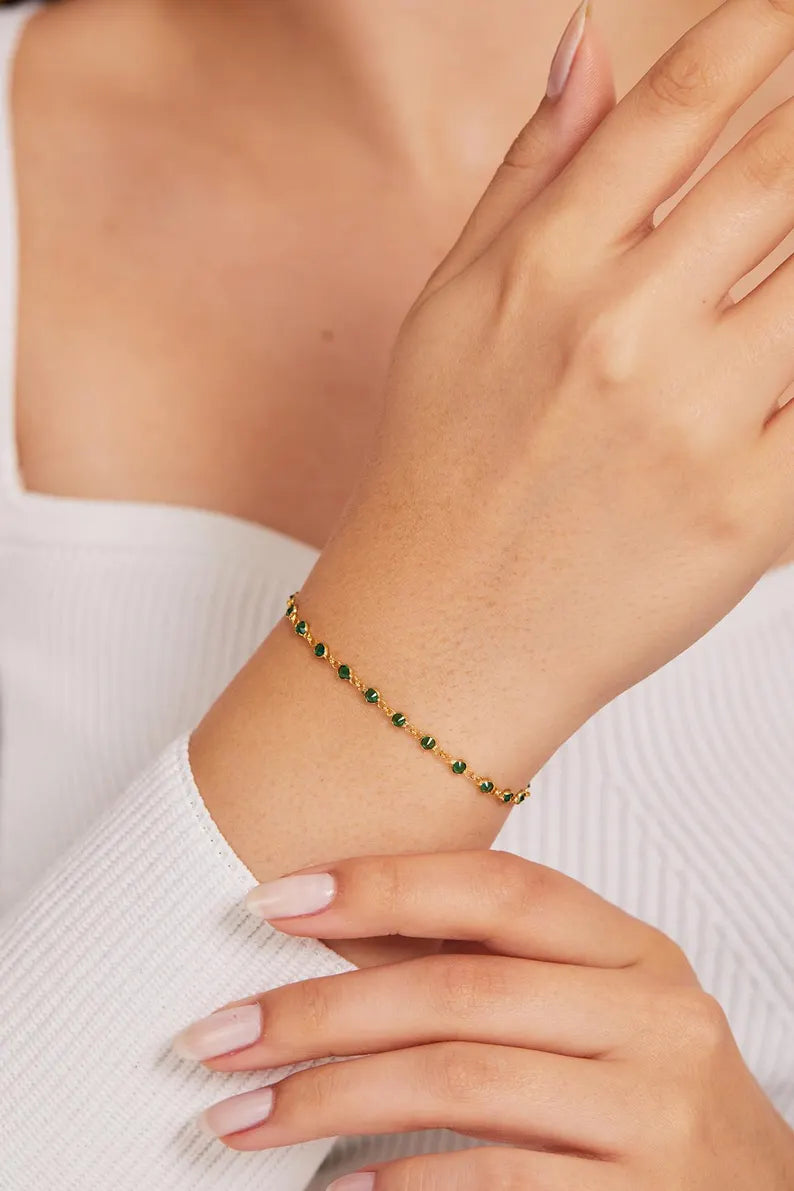 Emerald Tennis Gold Bracelet – 3.5ct Natural Emerald Fine Jewelry - Anirudh Jewels