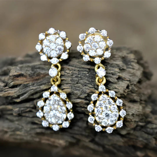 Dainty White Gold Dangle Drop Earrings By Anirudh Jewels