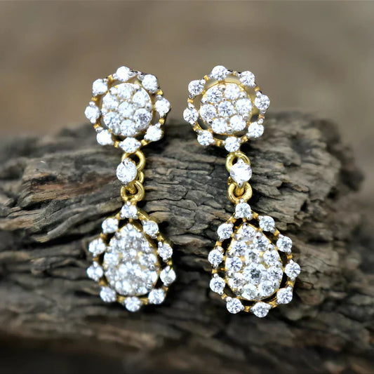 Timeless Elegance: The Dainty White Gold Dangle Drop Earrings by Anirudh Jewels - Anirudh Jewels
