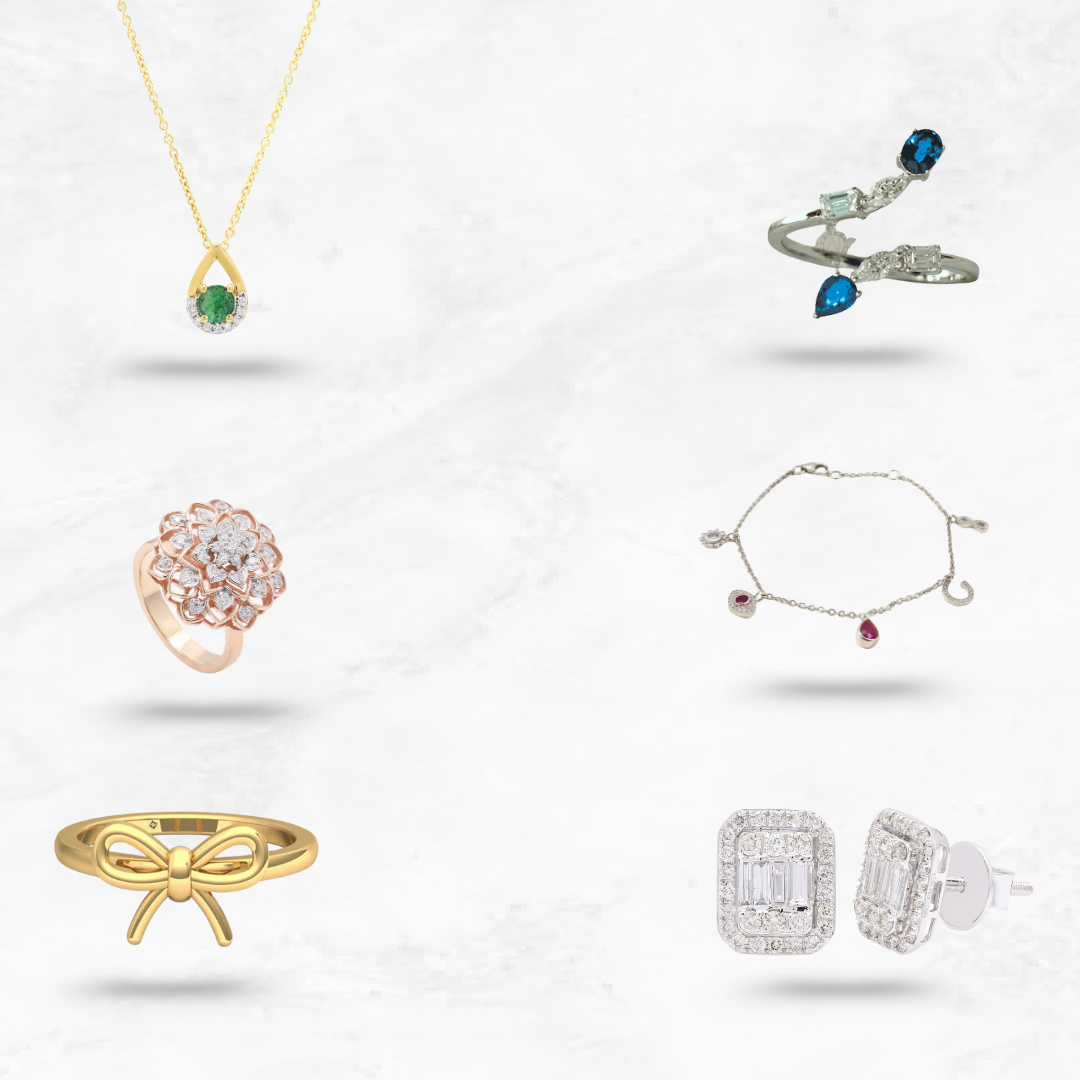 Showcase of handcrafted gold and diamond jewelry collection by Anirudh Jewels, featuring luxury rings, earrings, and necklaces with premium craftsmanship.