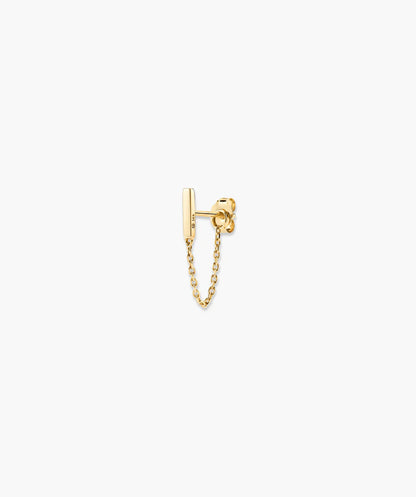 Yellow Gold T-Bar and Chain Threader Earring