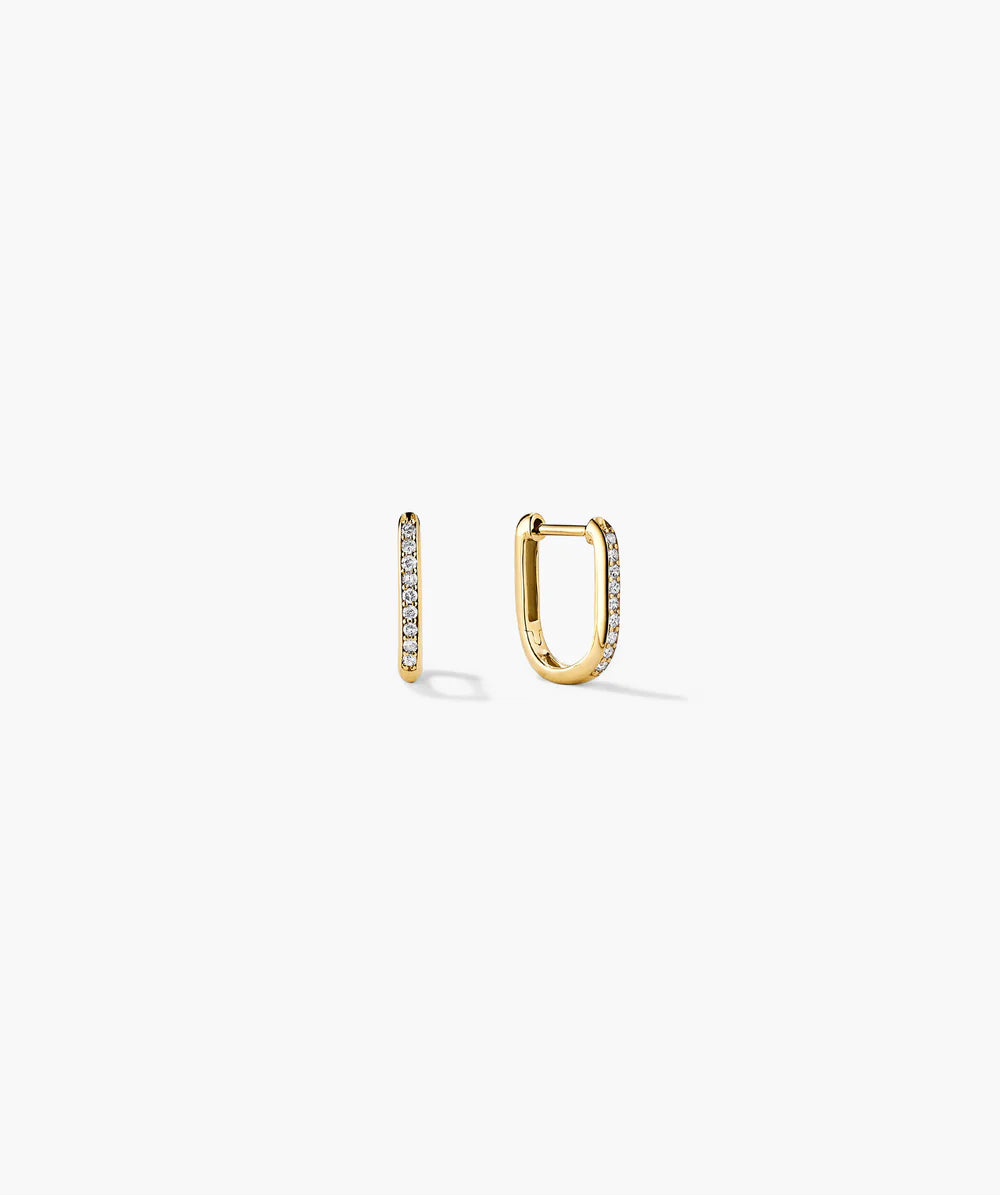 Yellow Gold Pave Diamond Mini Huggie Hoop Earrings
