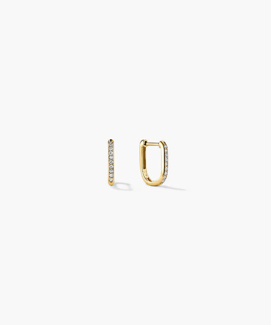 Yellow Gold Pave Diamond Mini Huggie Hoop Earrings
