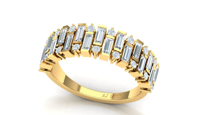 CVD Diamond Channel-Set Multi-Row Band Ring