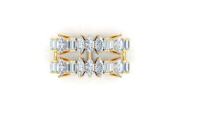 CVD Diamond Three-Row Cluster Ring