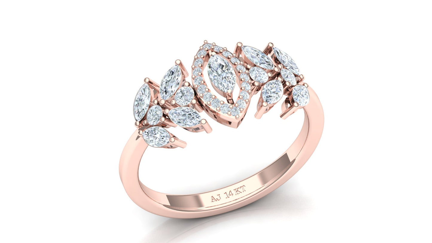 Two-Tone Multi-Layered Diamond Cluster Ring