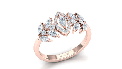 Two-Tone Multi-Layered Diamond Cluster Ring