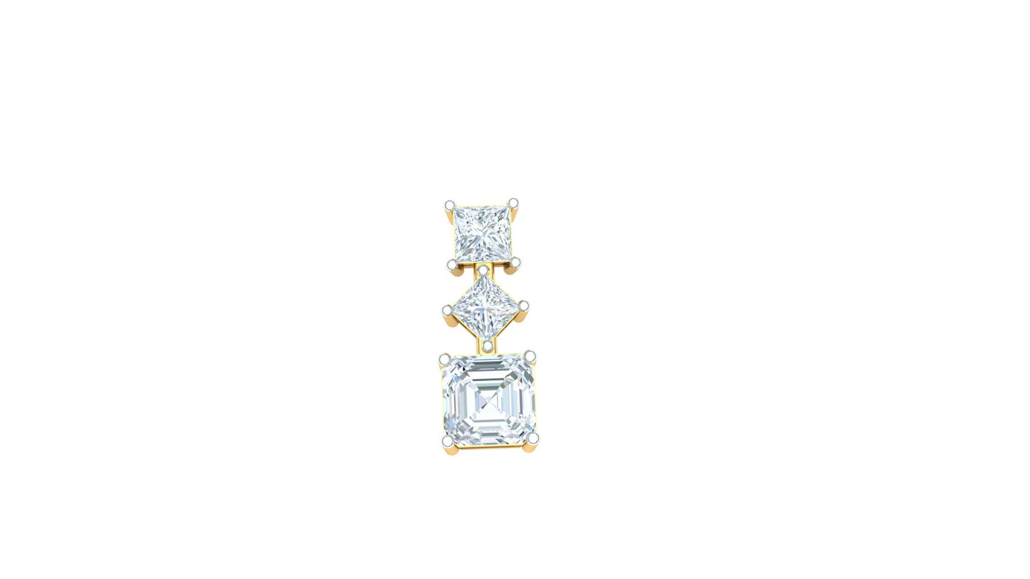 Yellow Gold Three-Stone Asscher Cut Diamond Pendant