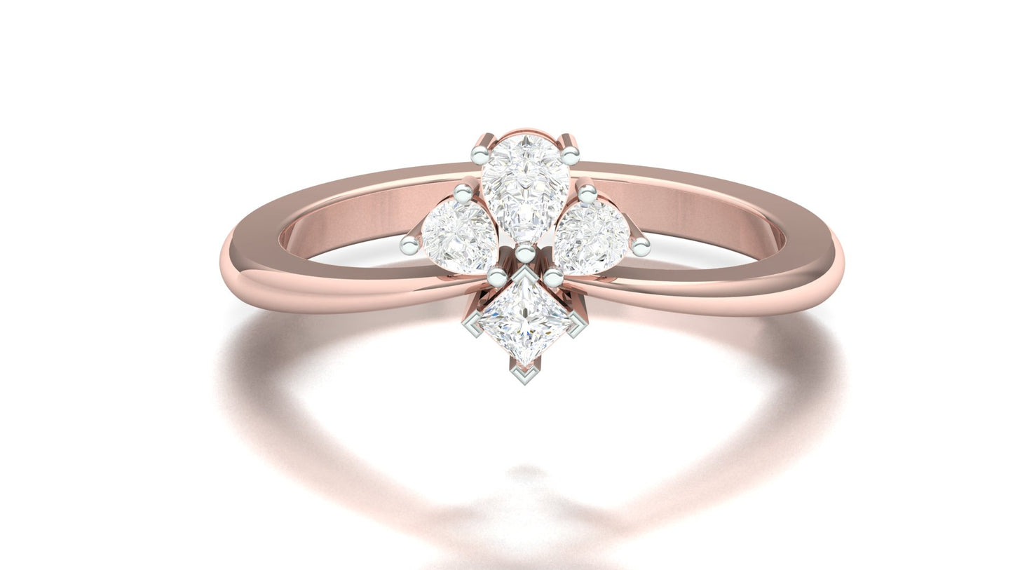 Marquise Cluster CVD Diamond Double-Band Ring