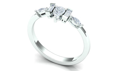Two-Tone Five-Stone Baguette & Round Diamond Ring