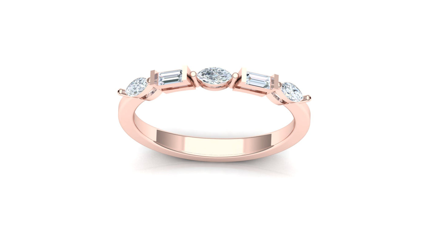 Two-Tone Five-Stone Channel Set Baguette Ring