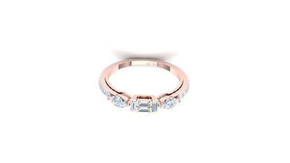 Yellow Gold Diagonal Three-Stone Diamond Cluster Ring