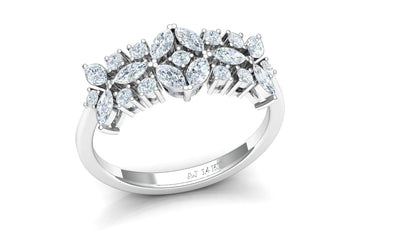 Two-Tone Starburst Diamond Cluster Ring