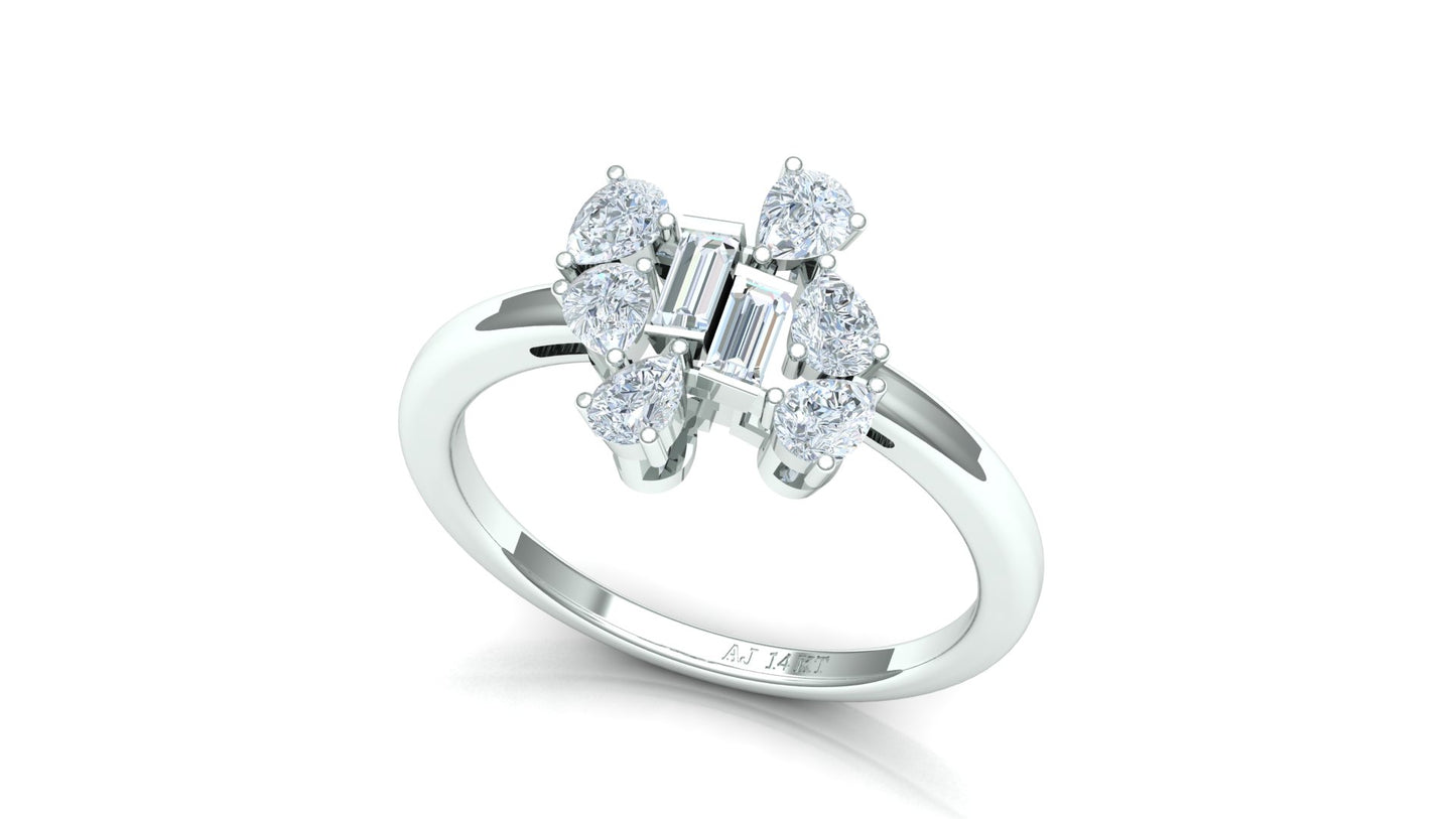 Two-Tone Multi-Baguette Cluster Diamond Ring