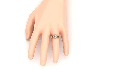 Two-Tone Bypass Band Emerald-Cut Diamond Ring