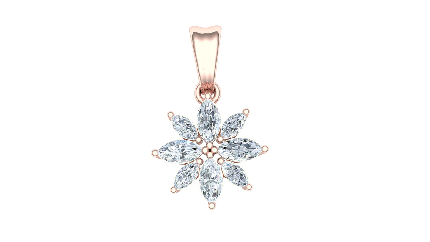 Yellow Gold and Diamond Cluster Flower Pendant