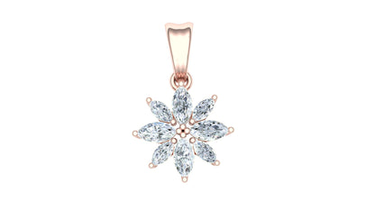 Yellow Gold and Diamond Cluster Flower Pendant