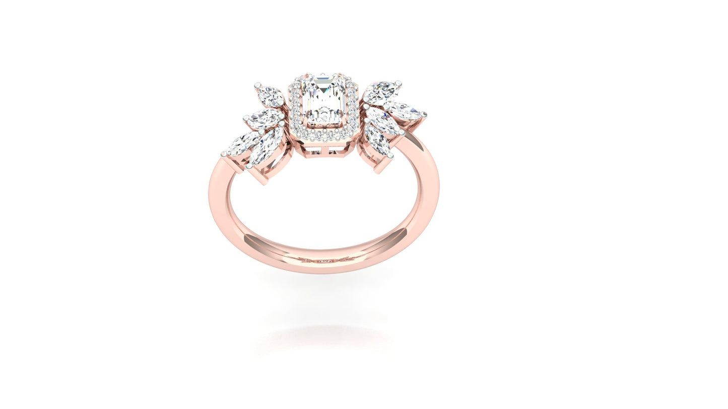 CVD Diamond Elegant Marquise Side Halo Ring