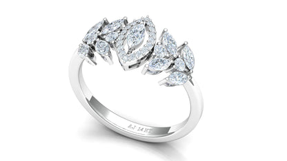 Two-Tone Multi-Layered Diamond Cluster Ring