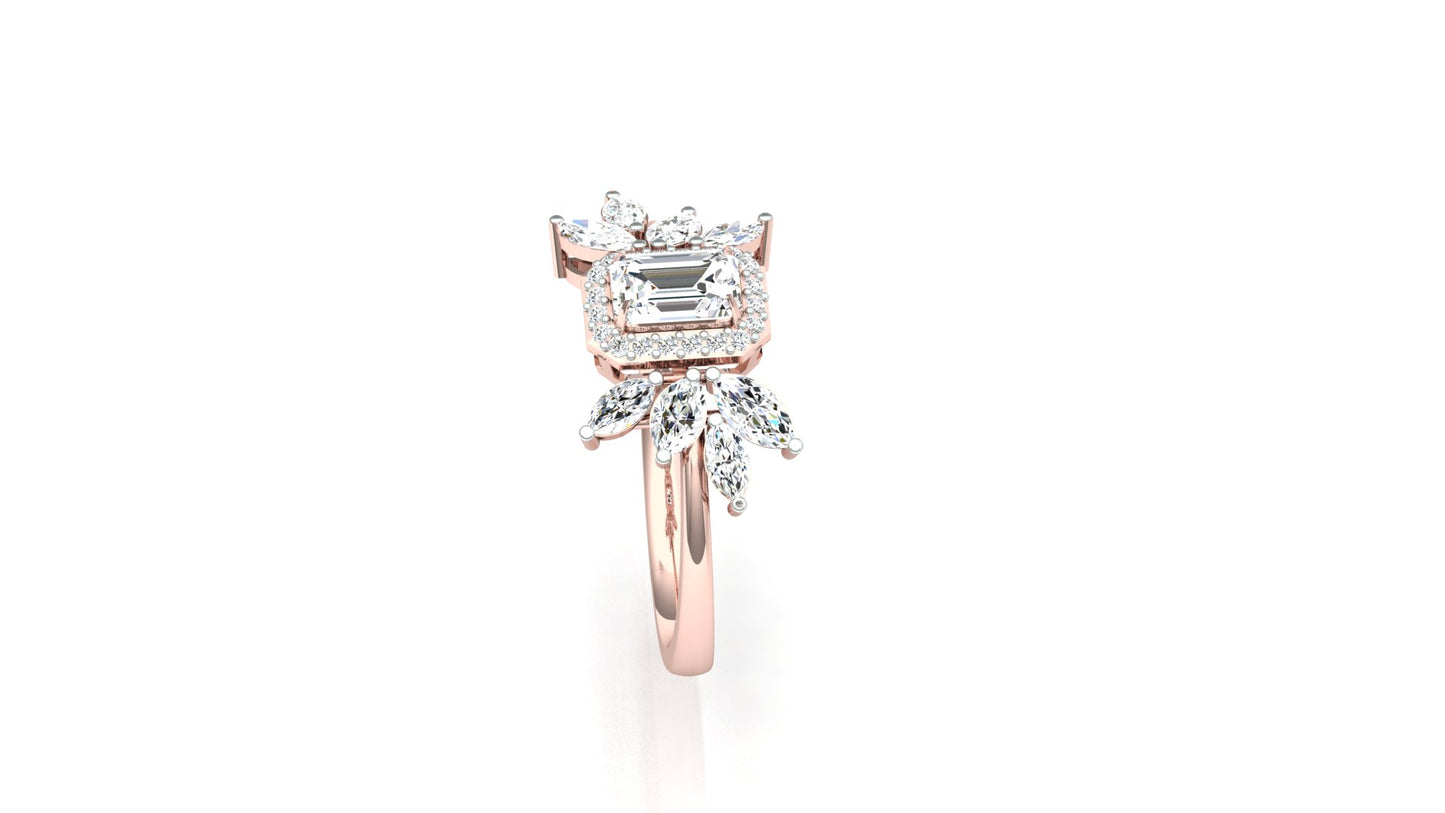 CVD Diamond Elegant Marquise Side Halo Ring