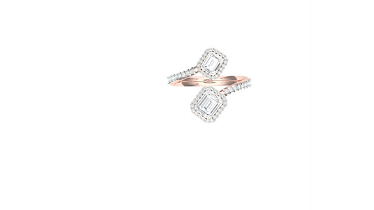 Hexagon Double-Head Halo CVD Diamond Ring