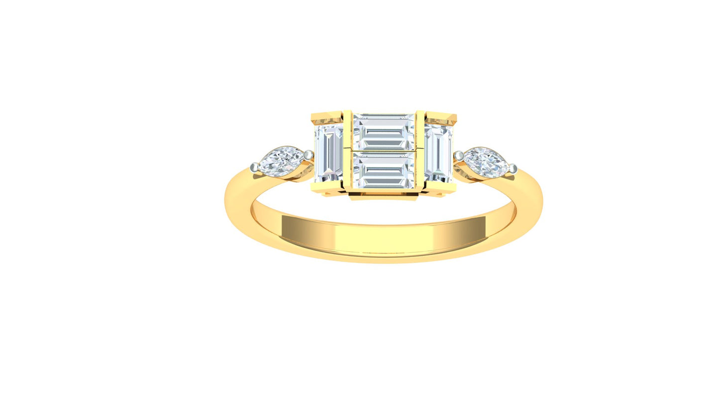 Two-Tone Six-Stone Baguette & Princess Cut Diamond Ring